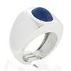 Image 2 : Men's Heavy Platinum 9.01 ctw Gubelin Oval Cabochon Bezel NO HEAT Sapphire Ring