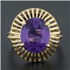 Image 2 : Vintage 14k Gold Oval Synthetic Alexandrite w/ Slotted Open Work Solitaire Ring