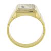 Image 2 : Men's 14k Yellow Gold Flush Set Cubic Zircon Rectangular Ribbed Line Signet Ring