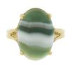 Image 4 : New 14k Yellow Gold 18.2x13mm Oval Cabochon Prong Set Green Agate Solitaire Ring