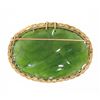 Image 4 : Vintage Floral Carved Jade Pin Brooch Pendant w/ Yellow Gold Twisted Wire Frame