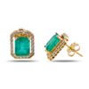Image 1 : 3.77 ctw Emerald and 0.50 ctw Diamond 14K Yellow Gold Earrings