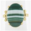Image 1 : New 14k Yellow Gold 18.2x13mm Oval Cabochon Prong Set Green Agate Solitaire Ring