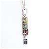 Image 3 : 14K White Gold 3.54 ctw Multi-Color Sapphire & Diamond Dangle Pendant Necklace