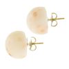 Image 3 : Solid 14K Yellow Gold 15mm Bead Ball Angel Skin Coral Button Stud Earrings