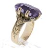 Image 5 : Antique Victorian 10K Gold Rectangular Cut Amethyst Solitaire Engraved Ring