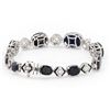 Image 2 : 29.31 ctw Blue Sapphire and 0.25 ctw Diaond 18K White Gold Bracelet with Black E