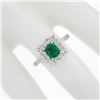 Image 3 : NEW Platinum 1.51 ctw GIA Colombian Green Emerald w/ Diamond Halo Cocktail Ring