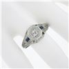 Image 3 : Antique Art Deco 18k Gold .40 ctw Old Diamond & French Sapphire Hand Engraved Ri