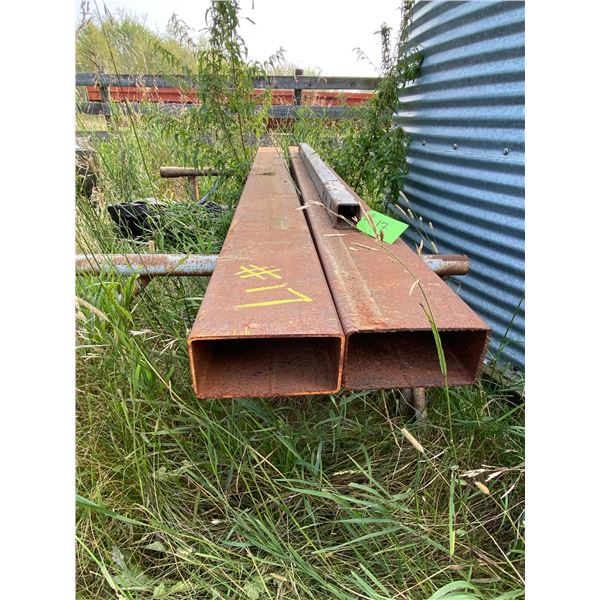 2- Steel saw horses & 2- lengths of metal