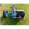Image 3 : Blue wood splitter, mtd on single axle, sold as is