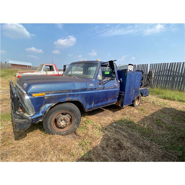 Blue Ford One Ton Dually F350 c/w Welding Deck & Welder, SN. F37SC004212, Selling As Is