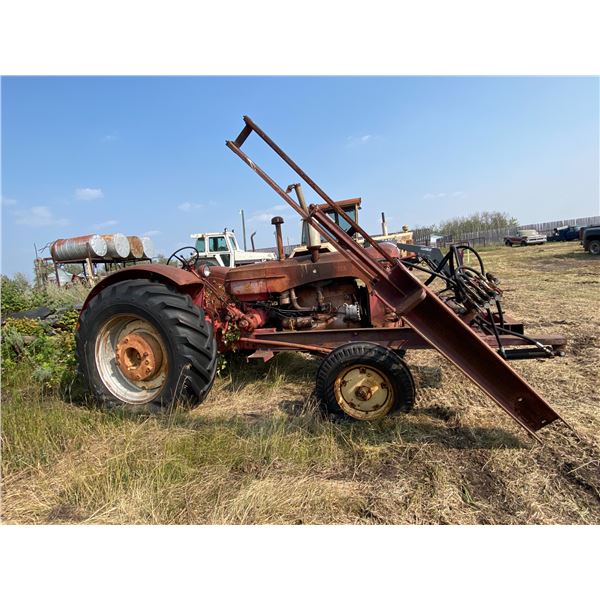 M.H. 555 Tractor c/w Front Mount Post Pounder, Not Running