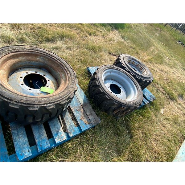 3-Bobcat Tires & Rims - 2 are Solid Rubber