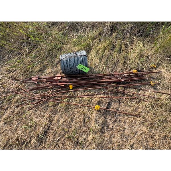 Rebar pegs, hi tensile wire, & old rototiller