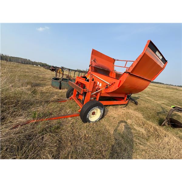 High line bale processor, tire needs repair