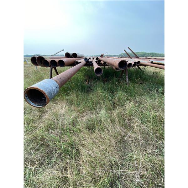 Qty of drill pipe and various pipe selling all together and two pipe stands