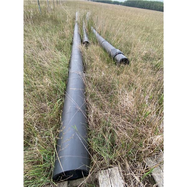 3 lengths of heavy black plastic pipe 13in 2 are 50 ft and 1 is 24 ft
