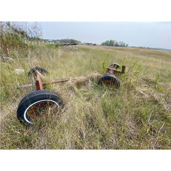 Steel wagon frame and a galvanized grain tank