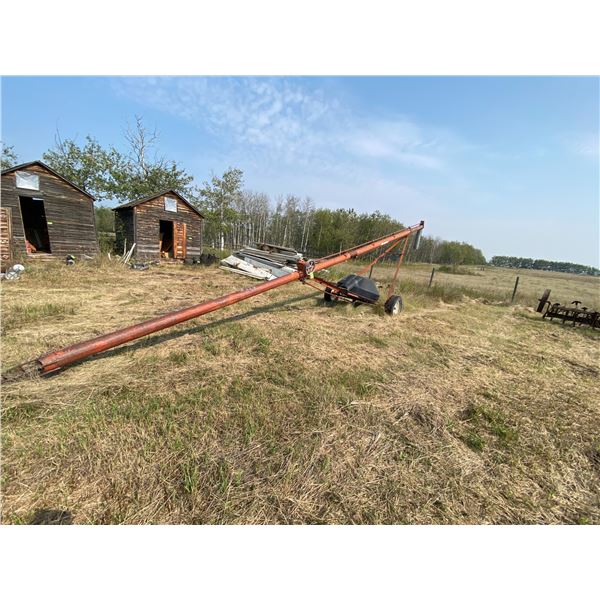 Approx. 6in. x 34ft. Auger c/w Motor & Grain Hopper Sells As Is.