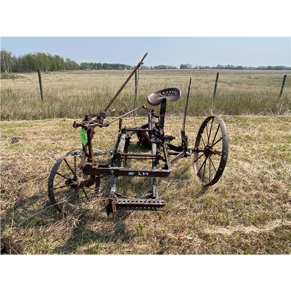 Single Bottom Horse Plow on Steel c/w Seat