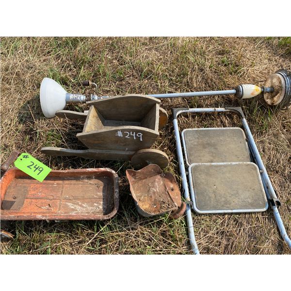 Old Lamp, Wagon, Steps, Wood Wheelbarrow - Sold by the Pile