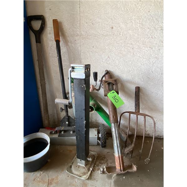 Three Trailer Jacks, Rolling Magnet which is missing one Wheel & Fork