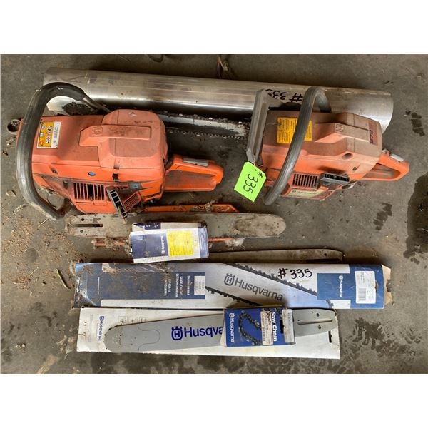 Two Husqvarna Chain Saws & Extra Chain Bars