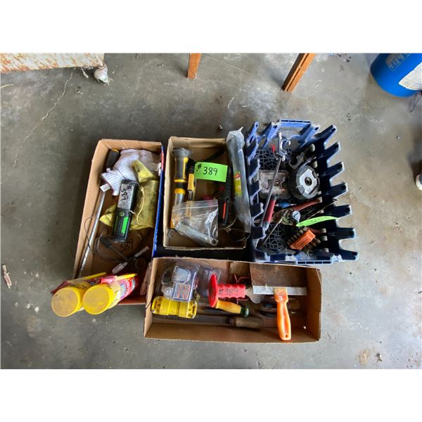 Four Boxes of Tools - Scrapers, Electrical Plugs, Screwdrivers, etc.