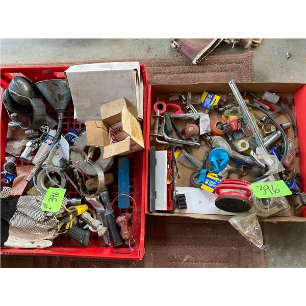 Two Red Crates of Misc Tools & Parts