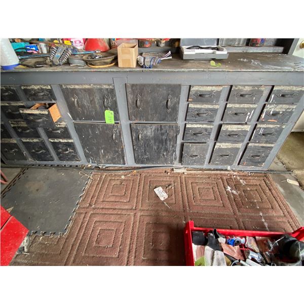 Wood Cabinet c/w quantity of Tools & Misc.