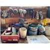 Image 14 : Large Qty of Screws, Bolts, Misc on top of Counter, bench grinder stays - Buyers should Bring Pails