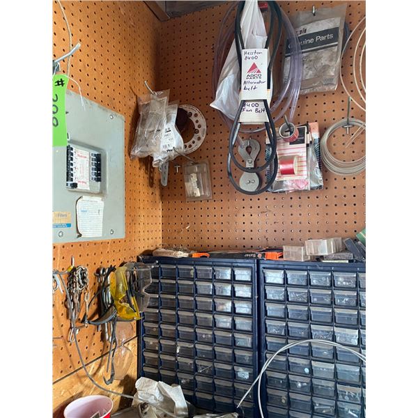 Large Qty of Screws, Bolts, Misc on top of Counter, bench grinder stays - Buyers should Bring Pails