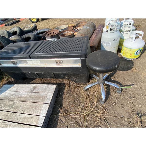 Black Truck Tool Box & Rolling Black Stool