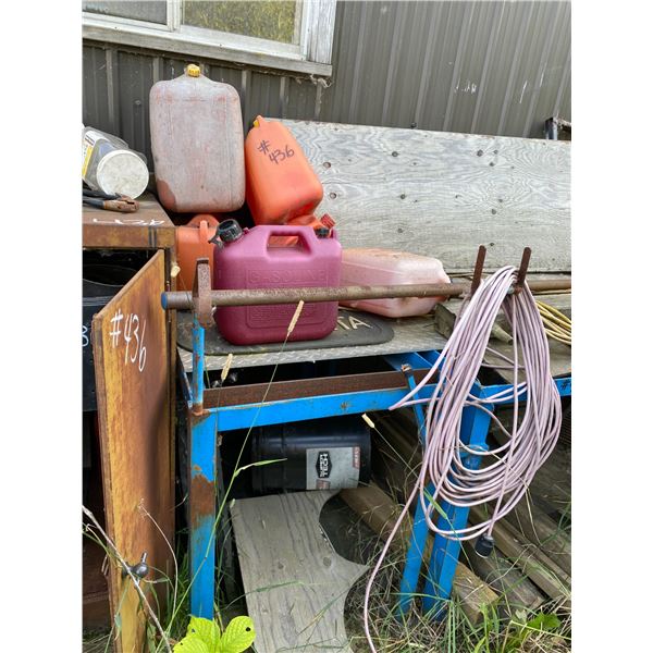 Steel Cupboard, Blue Stands, Cords, Grating, Heater, Steel Table, Blue Stands