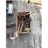 Image 2 : Qty of Antiques - Anvil, Coal Pail, Cream Can, Milk Pail, Lantern, You to Me Saw, Brush Axe, Hay Kni