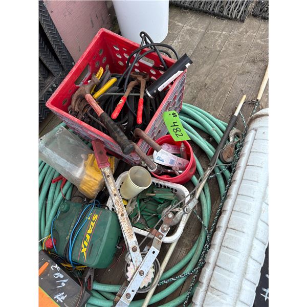 Come-Along, Garden Hose, Small Oiler, Fencers, Hammer, etc.