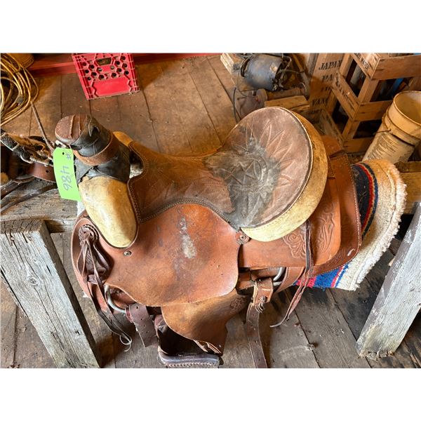 Two Tone Stock Saddle c/w Horse Blanker