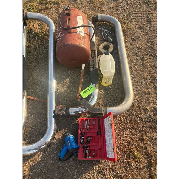 Chrome running board, portable air tank & misc. tools