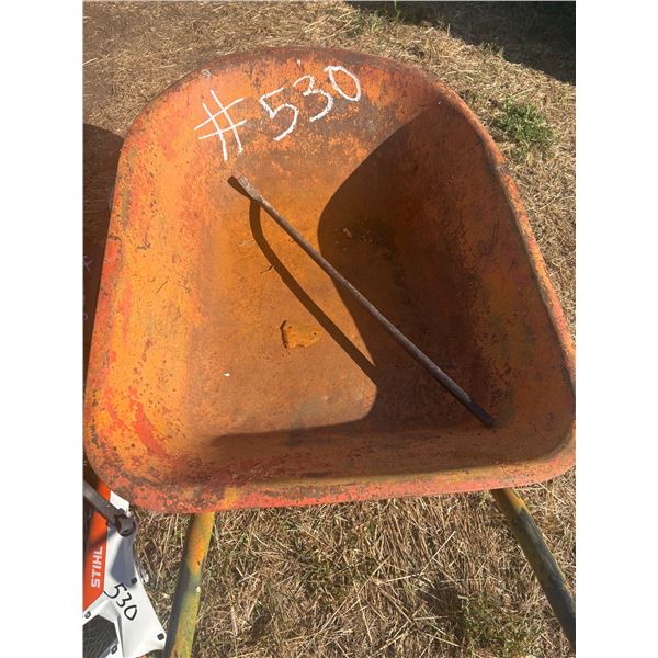 Wheel barrow, tire bar, Stihl weedeater, working order c/w charger