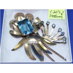 Sterling C. 20's Nouveau Brooch w/18k Vermeil