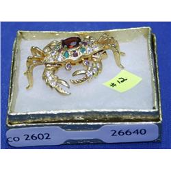 18k over Sterling Articulated Crab Brooch