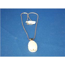 Bone Scarab Pendant W/Sterling Chain