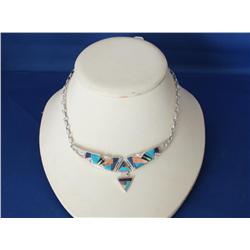 Vintage Sterling Turquiose & Stone Necklace