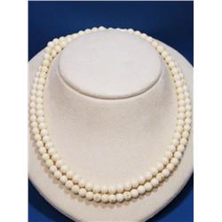 Vintage 34 Bone Ivory Beaded Necklace"