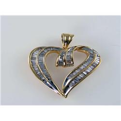 14k Yellow Gold Diamond Heart Pendant
