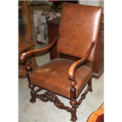 Antique Wood & Leather Chair
