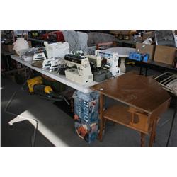 Table Lot of Misc w/ Wood Table