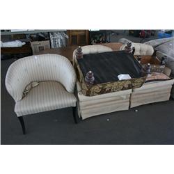 Lot of 3 Chairs & 2 Foot Rests