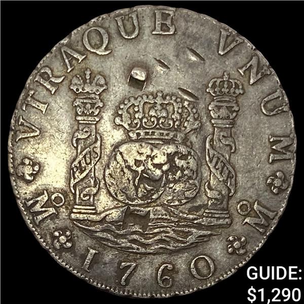 1760Mo MM Mexico Silver 8 Reales NEARLY UNCIRCULATED